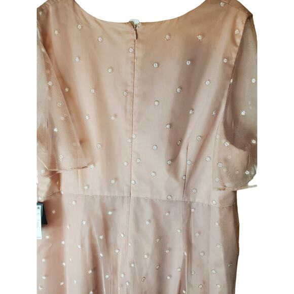 Adrianna Papell MelloBlush Metallic Flutter Sleeve Gown, NWT, 22W - Picture 4 of 6